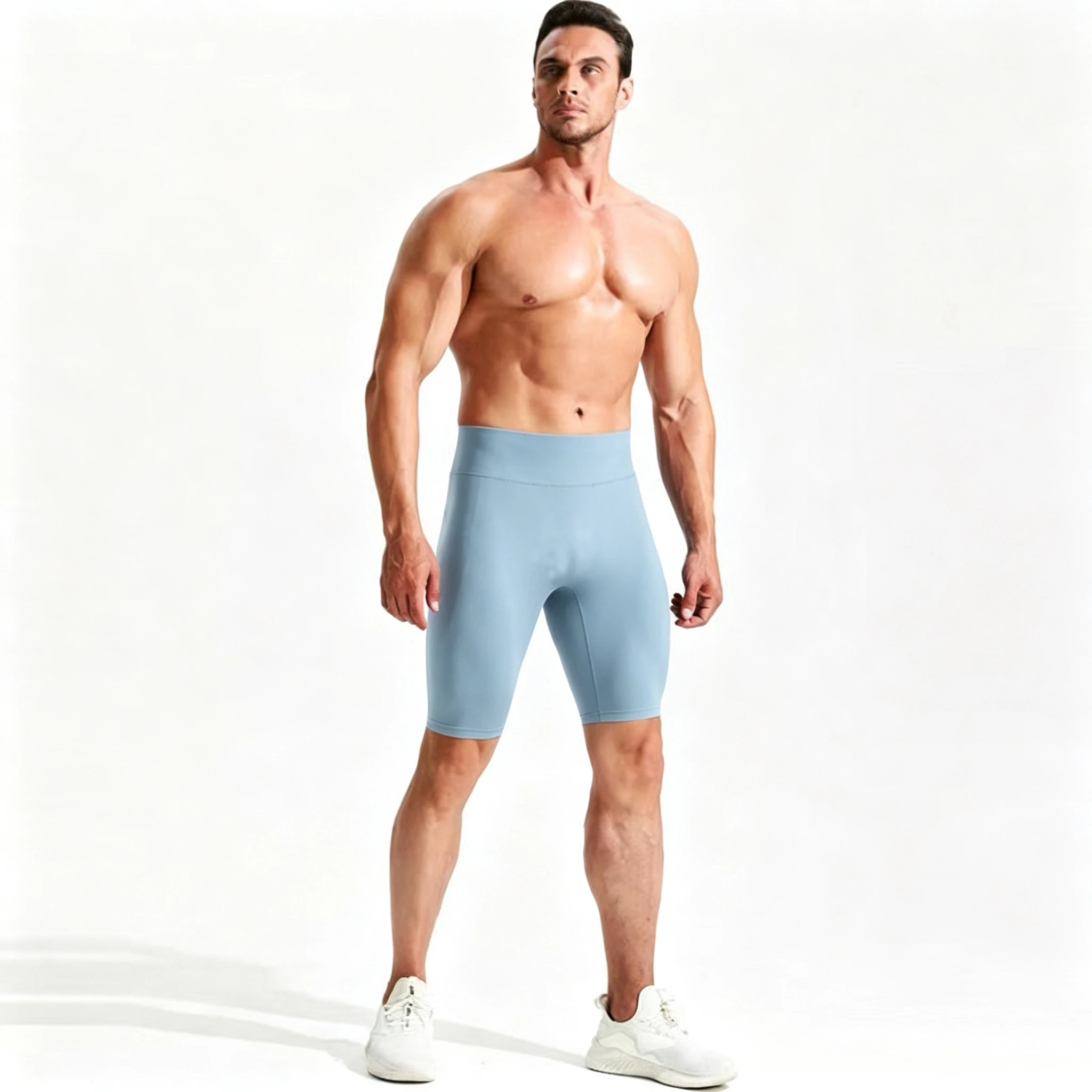 High Waist Tight Compression Sports Shorts for Men Quick Dry Breathable Jogging Marathon Training Fitness Running Shorts