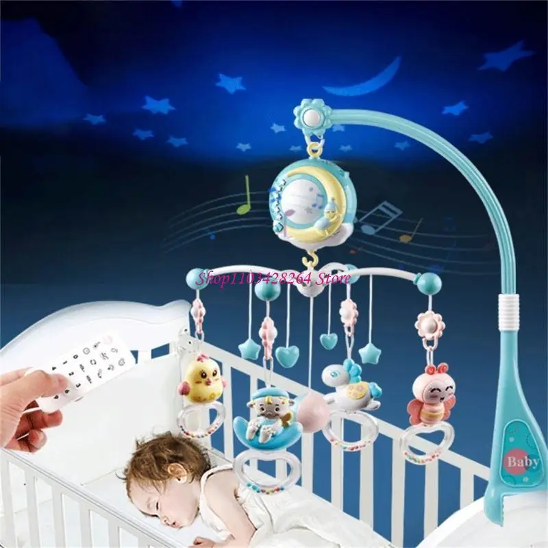Baby Musical Crib Mobile hängende Rasseln und Fernbedienungs -Musikbox mit Licht