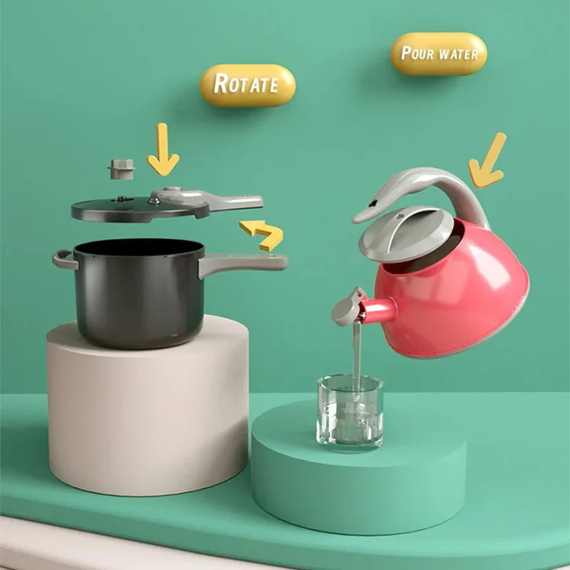 Kids Kitchen Toys Accessories Toddler Pretend Cooking Playset Pretend Cooking Toys Learning Toys Birthday Gifts with Cookware