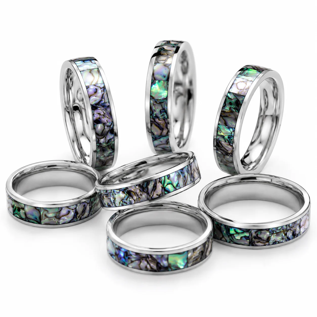 20 Stück Modische Natürliche Muschelringe aus Edelstahl, Nie Verblassend, für Damen und Herren, Schmuck in Großmengen LR4029 – Detail 7