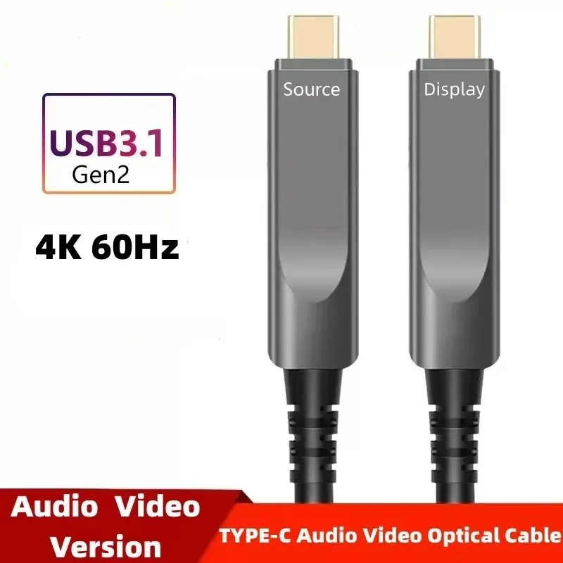 

Оптоволоконный кабель 4K 60 Гц Type-C AOC USB3.1 Gen 2, аудио-видео HDCP1.3/CEC/3D/EDID 21,6 Гбит/с для ТВ, ПК, монитора, проектора, 15 м, 20 м