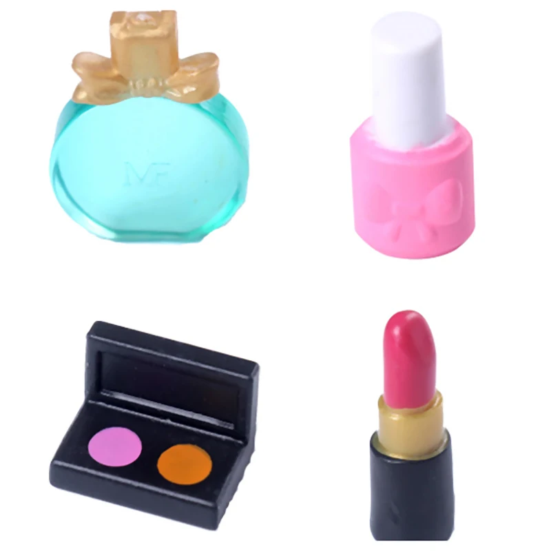 1Set 1:12 Dollhouse Miniature Cosmetic Lipstick Nail Polish Eye Shadow Perfume Makeup Scene Decor Doll House Accessories