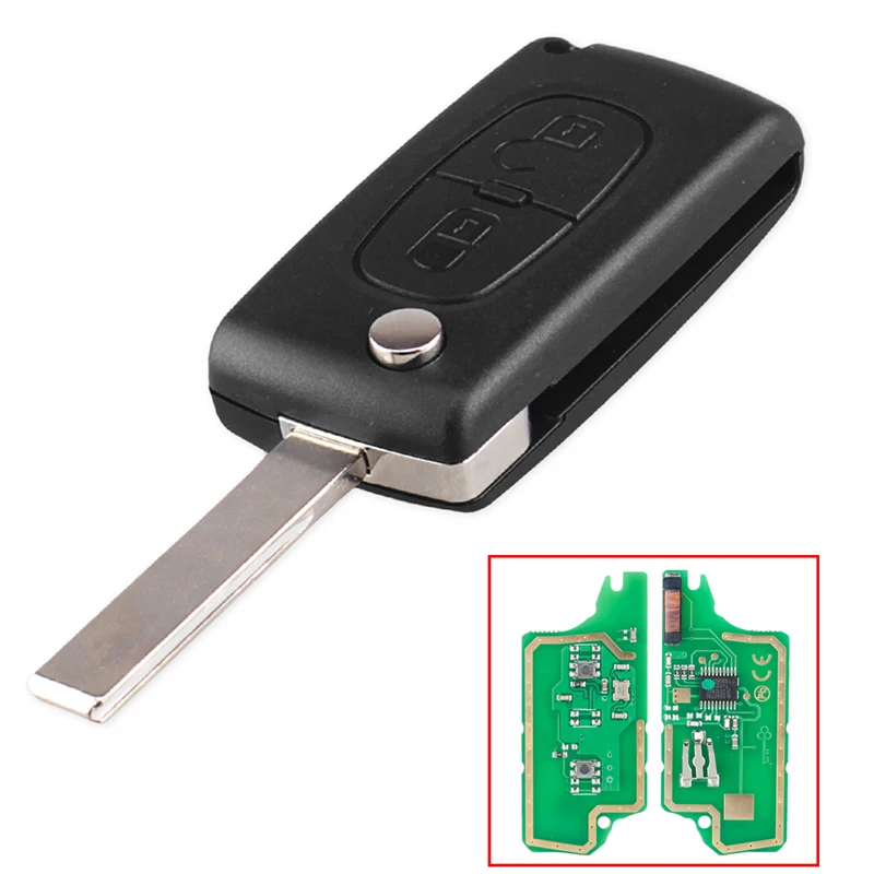 Car Remote Key Shell Replacement 2 Buttons Compatible with Peugeot 207 307 308 408 Citroen C2 C3 C4 Picasso CE0536