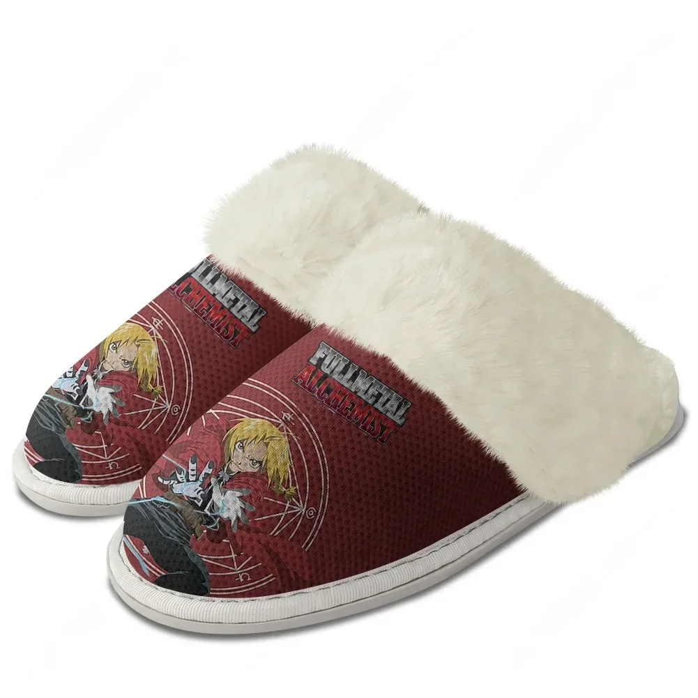 

Fullmetal Alchemist Plush Edge Slippers Warm Shoes Mens Womens Home Plush Casual Slipper Bedroom Thermal Shoe Cusomize Slippers
