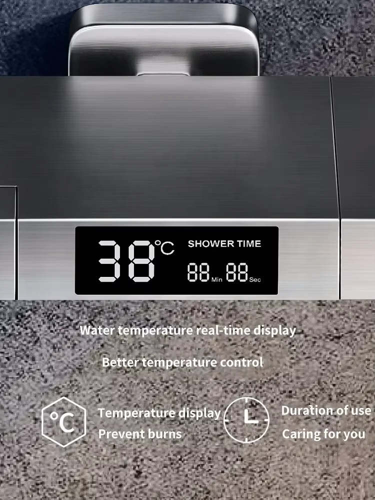 النحاس الحائط شاشة ديجيتال ضوء البيانو دش خلاط مجموعة ثرموستاتي الأمطار الحمام صنبور مع صمام السيراميك الأساسية #4