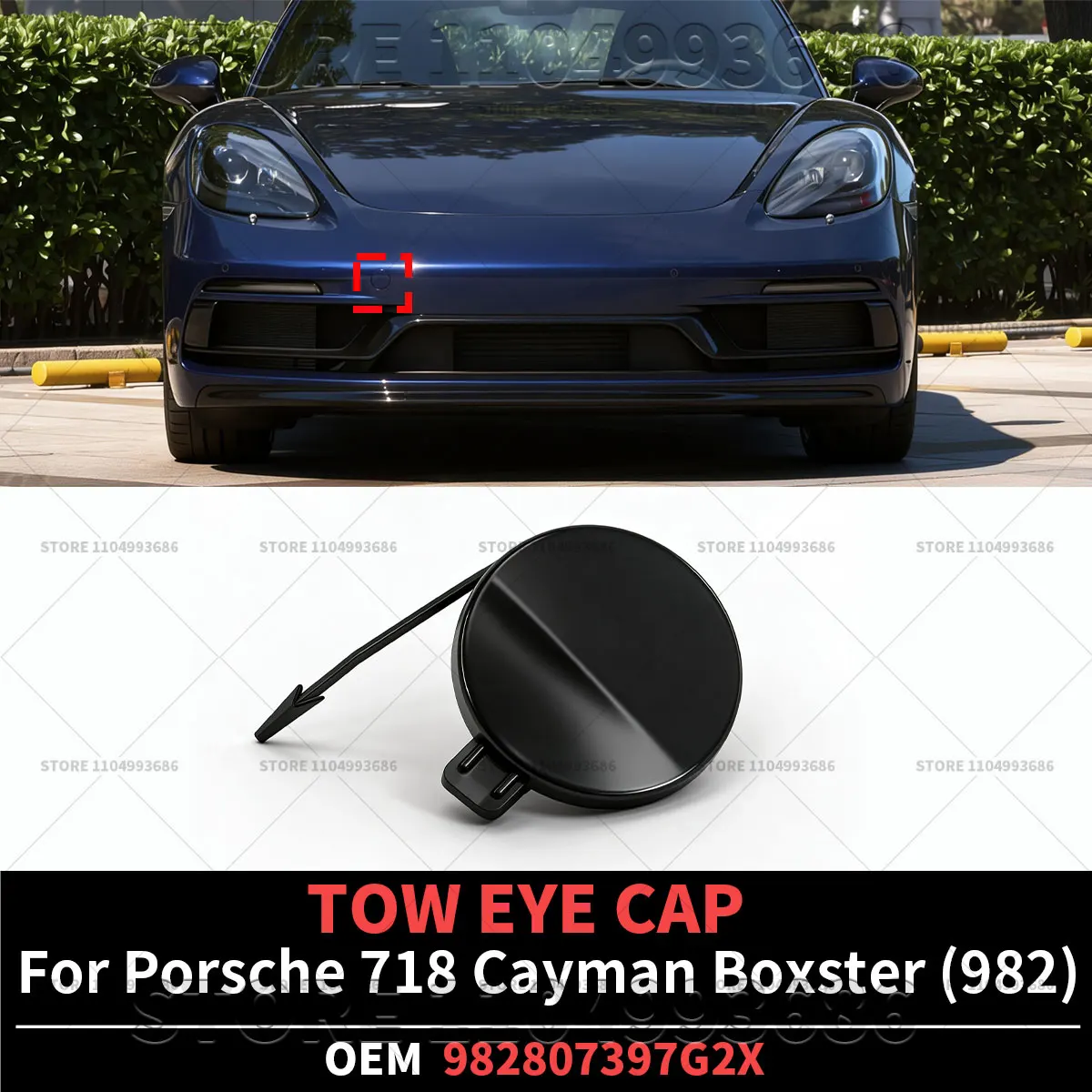 For Porsche 2017-2025 718 Cayman Boxster Base GTS S (982) Front Bumper Tow Eye Cap OEM 982807397G2X 982807397 982-807-397-G2X