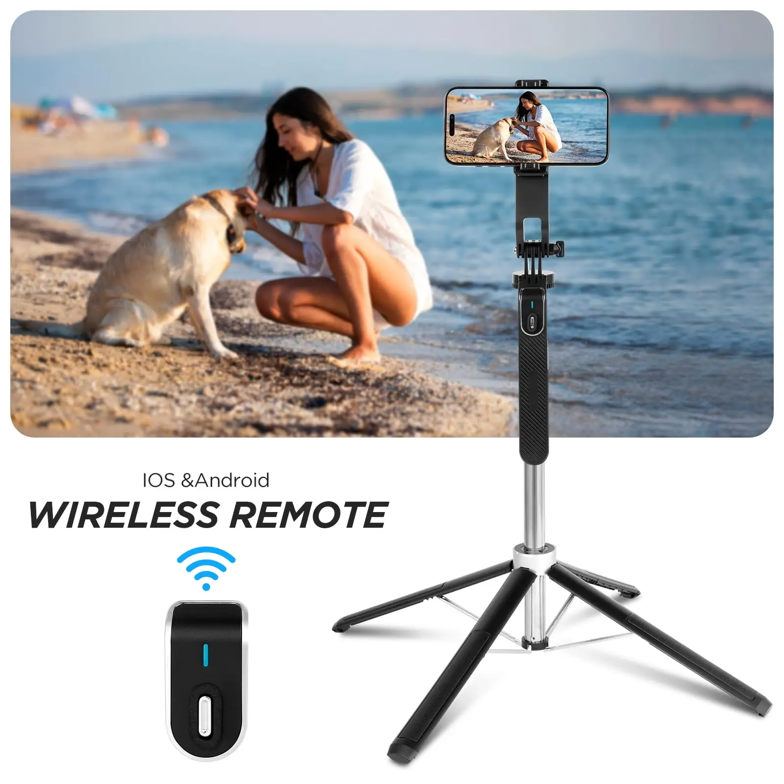 180cm Selfie Stick Quad Tripod Extendable Mobile Phone Tripod 360° Rotation Compatible with IPhone Android Phone, Camera