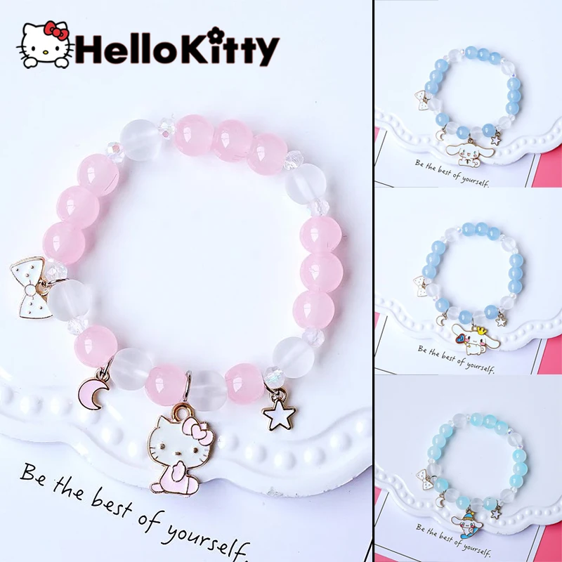 Sanrioed Hello Kitty Cinnamoroll Crystal Beads AB Multicolor Sapcer Glass Beads for Jewelry Hand Ring Necklace Making Wholesale