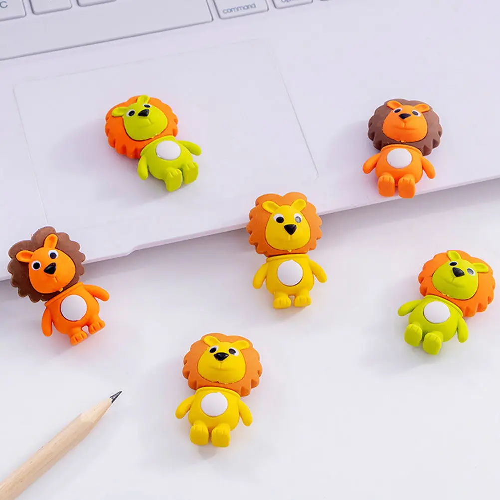 

Набор из 48 ластиков в форме льва, милые мультяшные ластики в форме животных, оптовые мини-ластик для рисования, подарки для вечеринок, награды, принадлежности для рисования