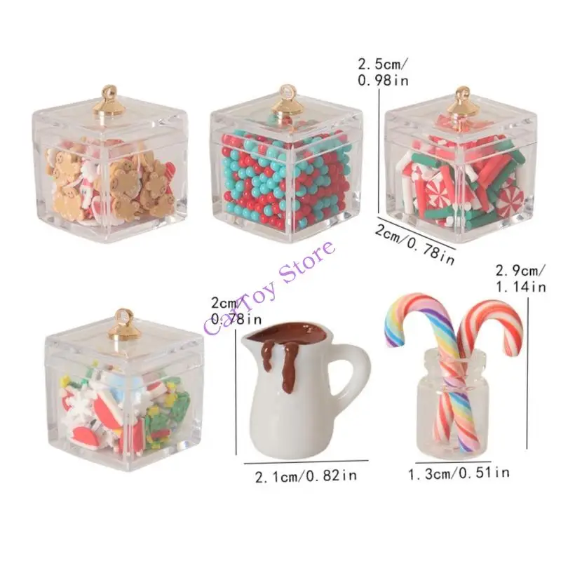 12 Miếng 1/12 Giáng Sinh Thực Phẩm Bộ Đồ Chơi Thu Nhỏ Thực Tế Kẹo Chai Với Lát Kẹo Trang Trí Cho Đồ Nội Thất Búp Bê