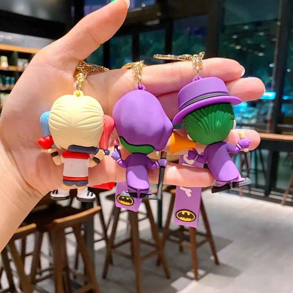 Explosions Clown Keychain 3D Anime Figures Dolls Batman Doll Key Chain Car Bag Key Pendant Jewelry Children Toys Xmas Gifts