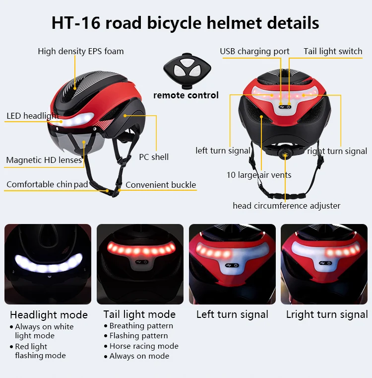 Eastinear Hochwertiger Fahrradhelm mit LED-Licht für Damen und Herren, Racing Road, intelligenter Fahrradhelm, professionelle Reitausrüstung – Detail 3
