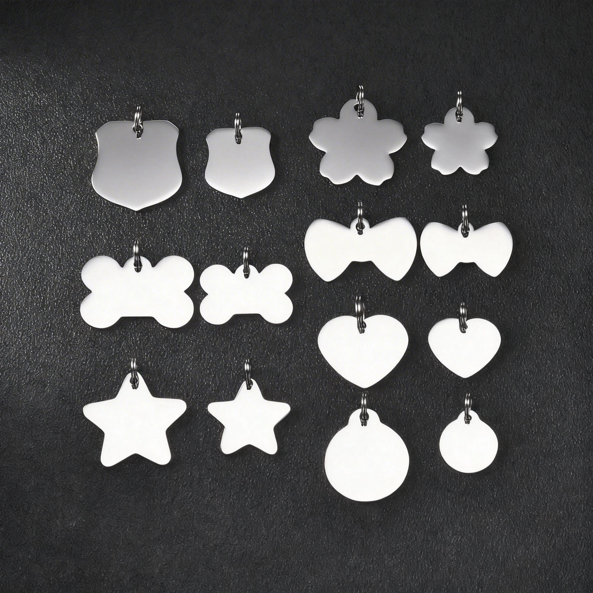 5pcs Safety Bone Dog Tag Charm for Pets, Stainless Steel Silver Blank NO ID Pendants,  Puppy Charms Jewelry Wholesale