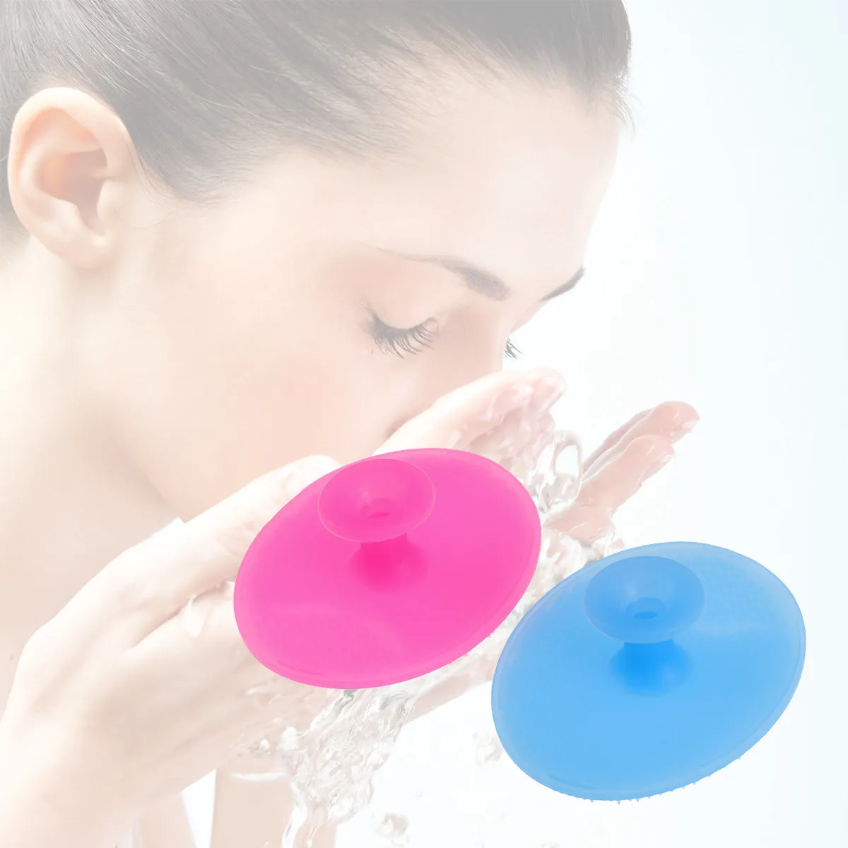 2 Escovas Faciais de Silicone para Limpeza e Massagem, Cabo Antiderrapante, Verde-Claro e Rosa-Vermelho, Almofada Suave para Limpeza da Pele