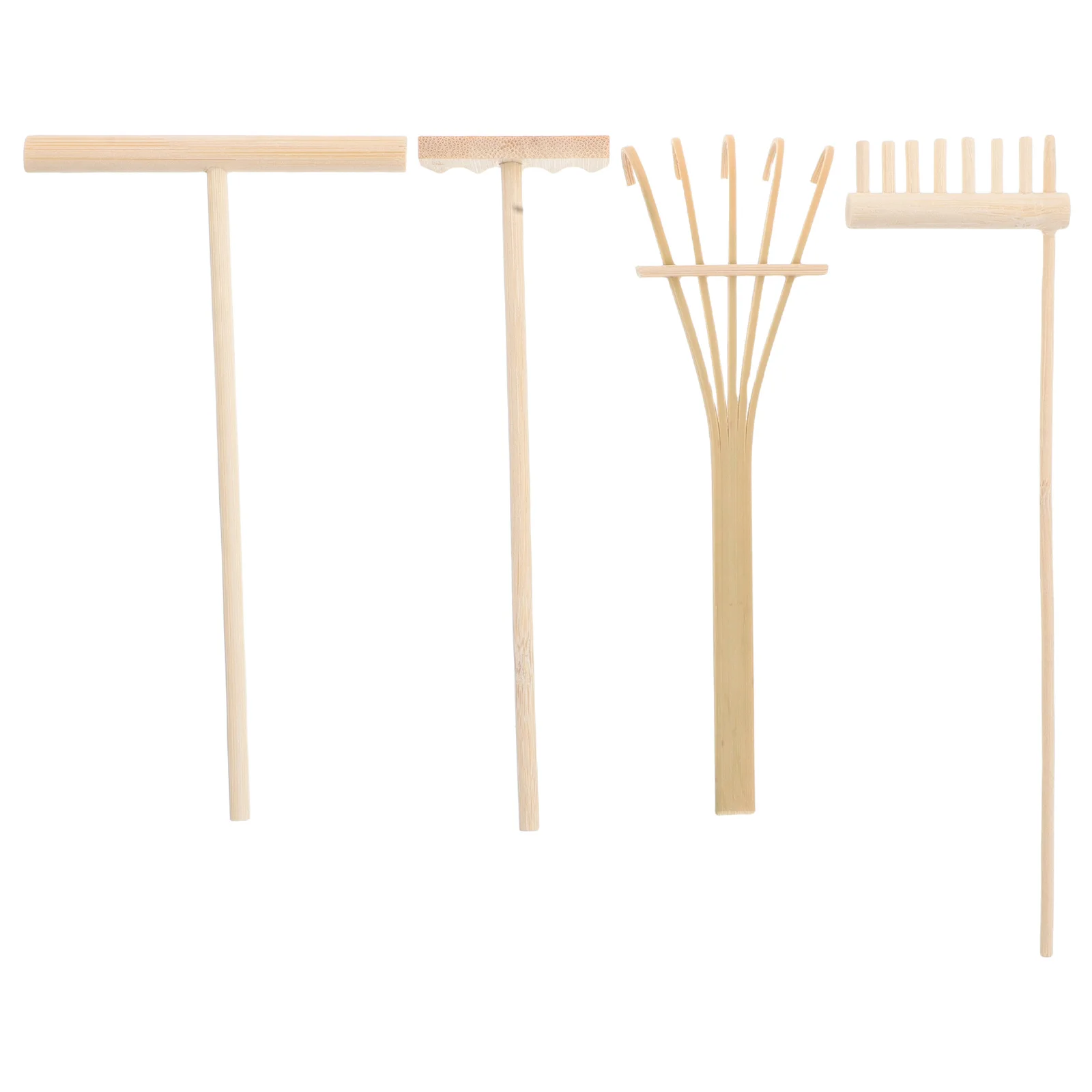 Ensemble de râteaux de jardin Zen de table, outils en bambou pour l'art du sable, exercice de pleine conscience, décoration de la maison, rehausseur d'espace spirituel, 4 pièces