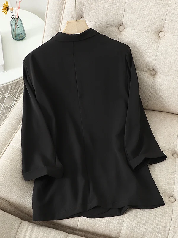 

plus Size Casual Long Sve Suit Jaet Women Spring Autumn Loose Thin Medium Length Top for Heavy MM 260 Pou
