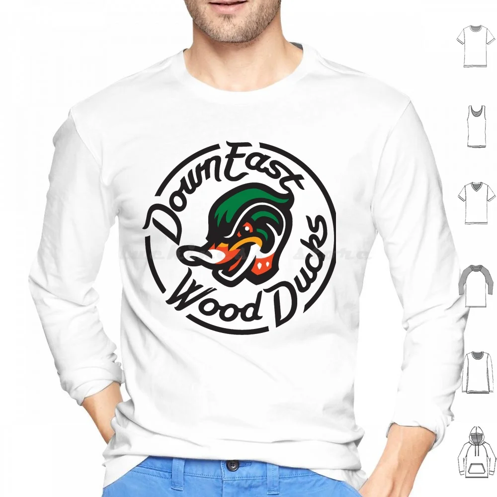 The Down East Wood Ducks Hoodie Cotton Long Sleeve The Down East Wood Ducks Club Sports Sports League Athletic Teams Athletic