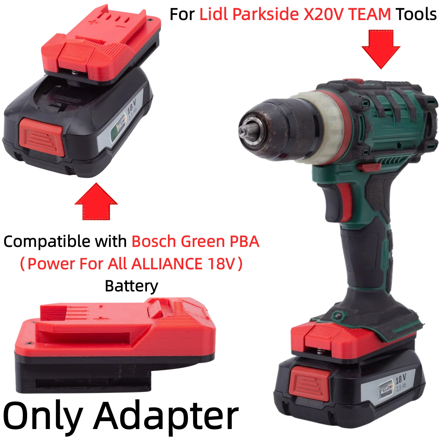Brushless Cordless Electric Drill 18V - Battery Adapter for Bosch PBA Power