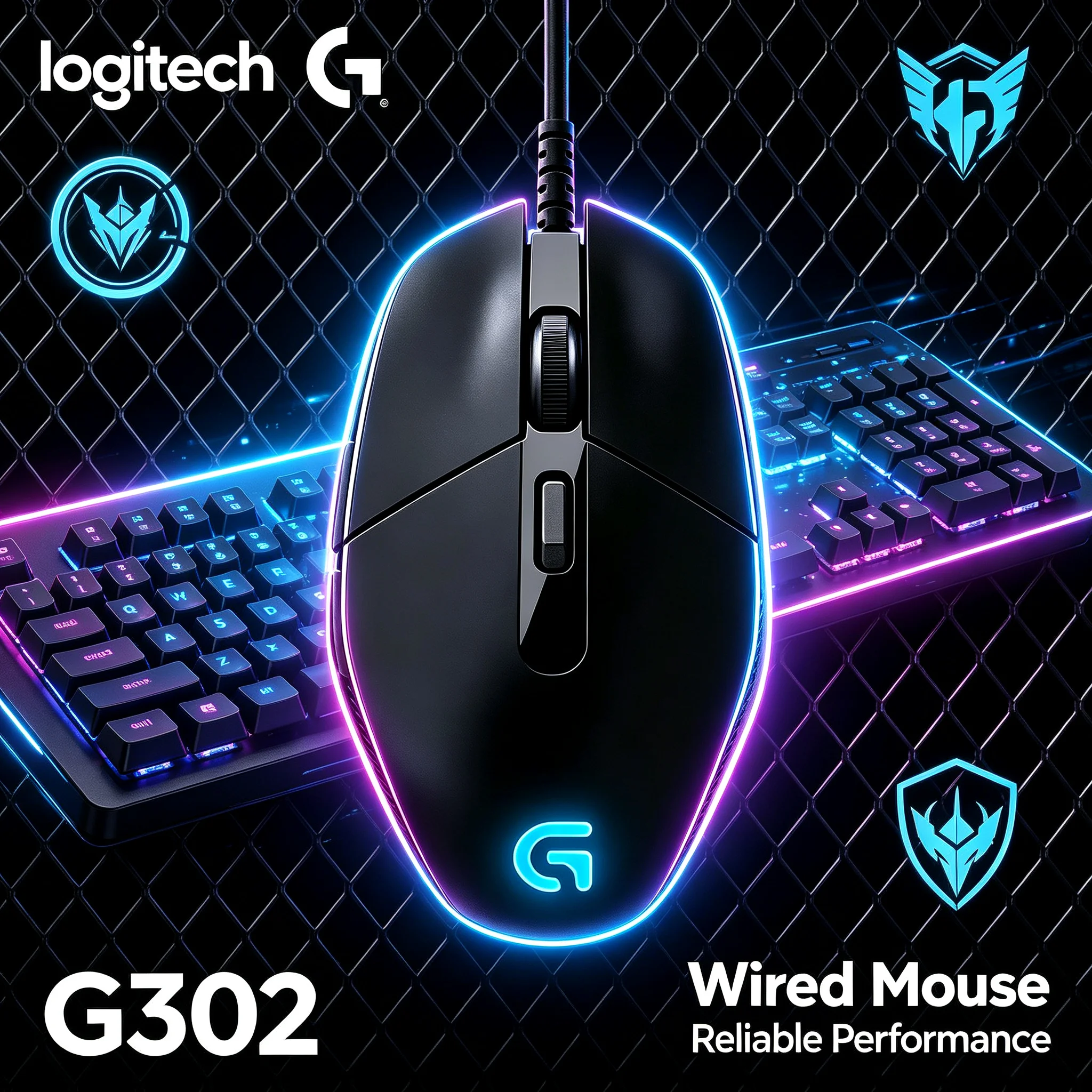 Logitech G302 Daedalus Prime Gaming Mouse RGB Static & Breathing Light Modes for League of Legends PUBG Fortnite FPS MOBA Player