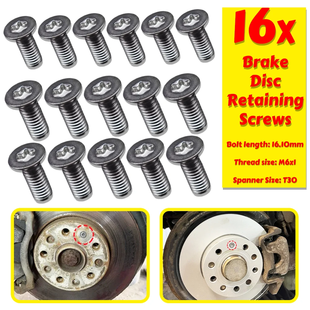 

16PC Hex Socket Countersunk Bolt FOR Audi A4 B5 B6 B7 B8 B9 1995-2020 A3 Brake Rotor Disc Retaining Screw Stainless Steel Spare