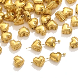 10pcs Stainless Steel Heart Spacer Beads PVD Gold Plated Loose Beads For Bracelet Necklace Bead Charms For Jewelry Accessories