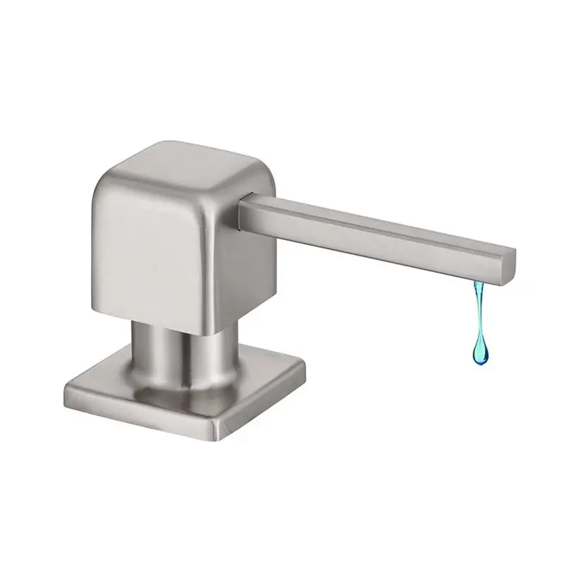 ABUN-Built In Dish Soap Dispenser For Kitchen Sink Brushed Stainless Steel Pump, Refillable Top-Filling 17 OZ Bottle