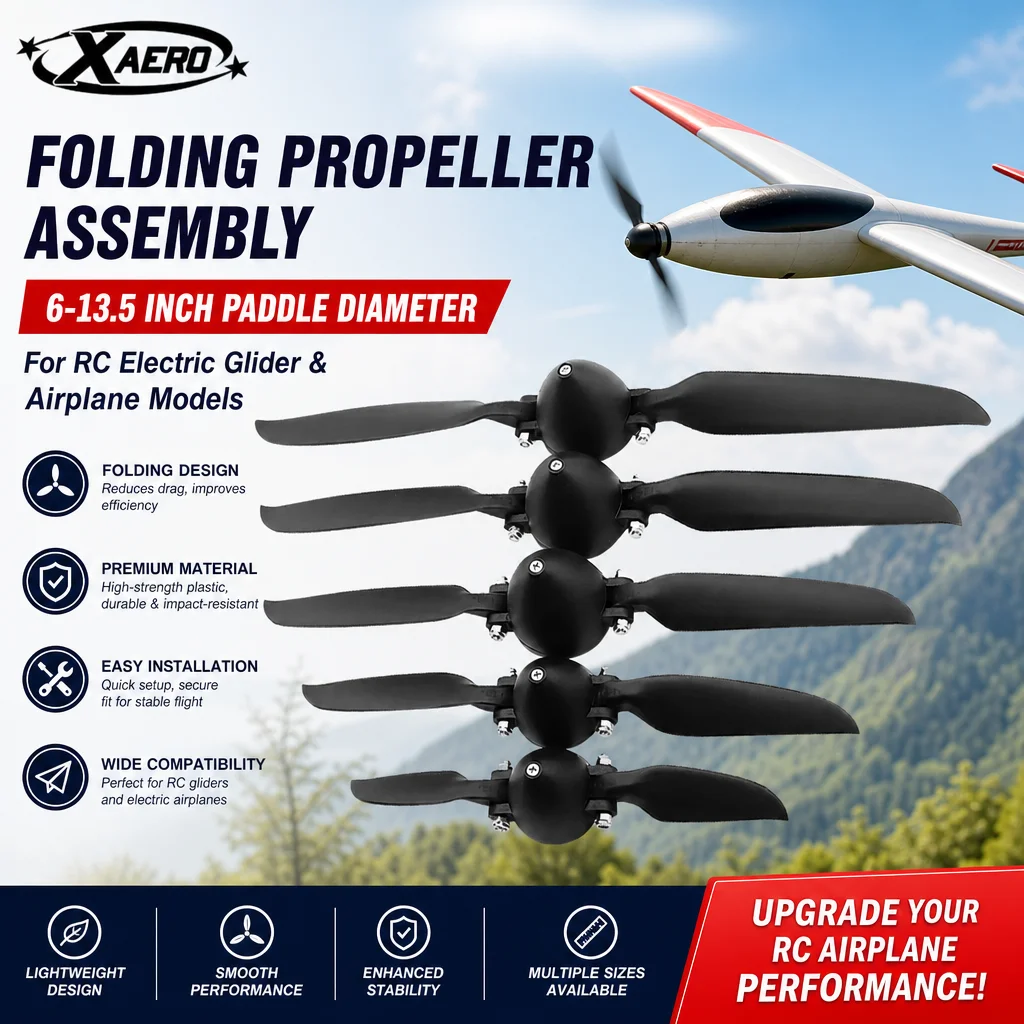 

XAERO Plastic Folding Propeller Assembly 6-13.5Inch Paddle Diameter for RC Electric Glider Model Airplane Accessory