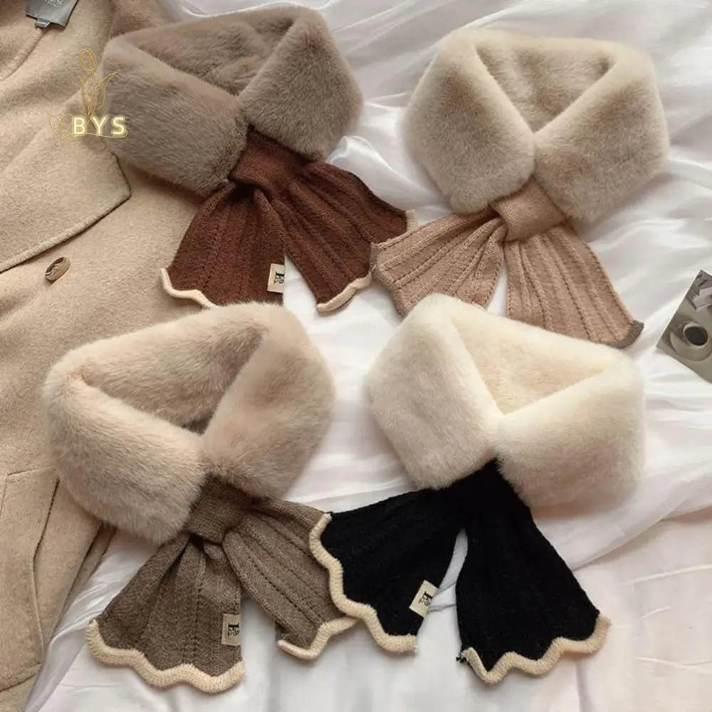 

Cross Wool Collar Plush Scarf Cashmere Shawl Knitted Scarf Winter Cashmere Scarves Korean Style Scarves Wool Scarves