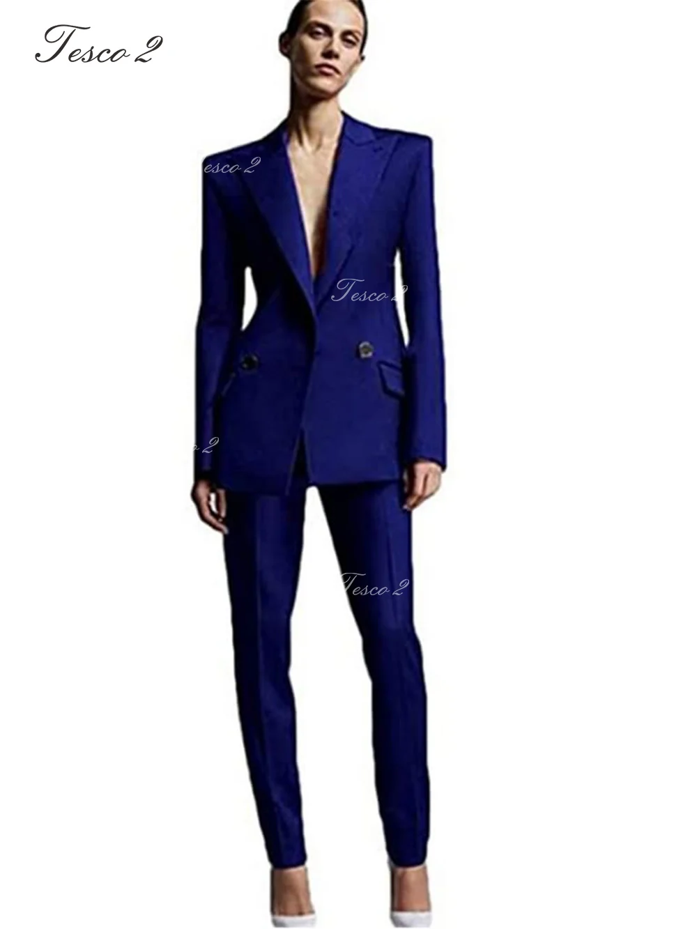 Fashion Women Suit Slim Fit Peak Lapel Jacket Tight Pants  Office Workplace Lady Suit For Wedding Party Wear