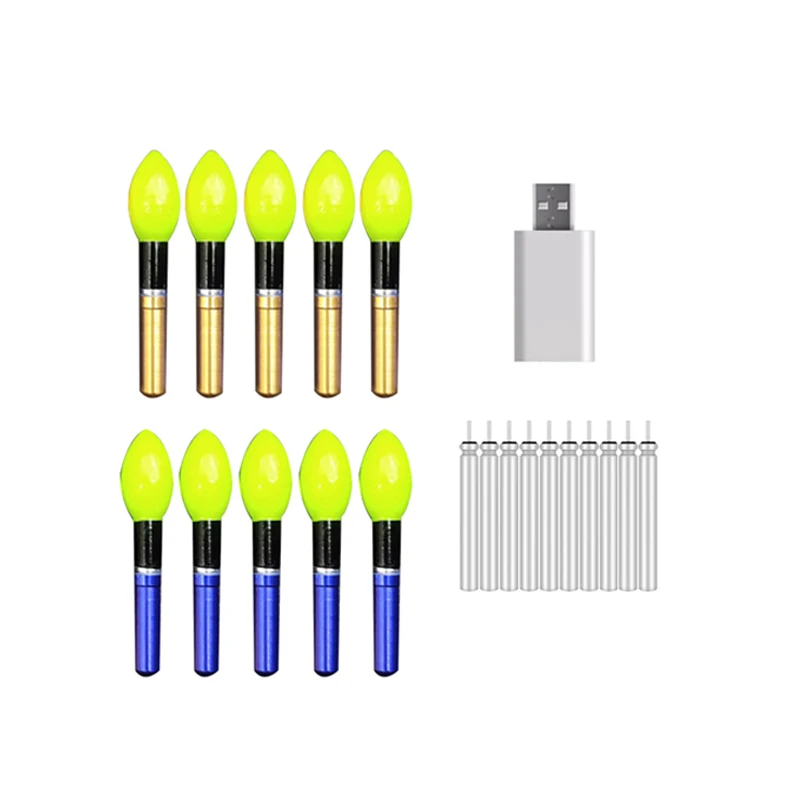 10pcs/lot Light Stick Green/Red/Orange Electronic Light With Rechargeable CR322 Battery Night Fishing Tackle Accessory D028