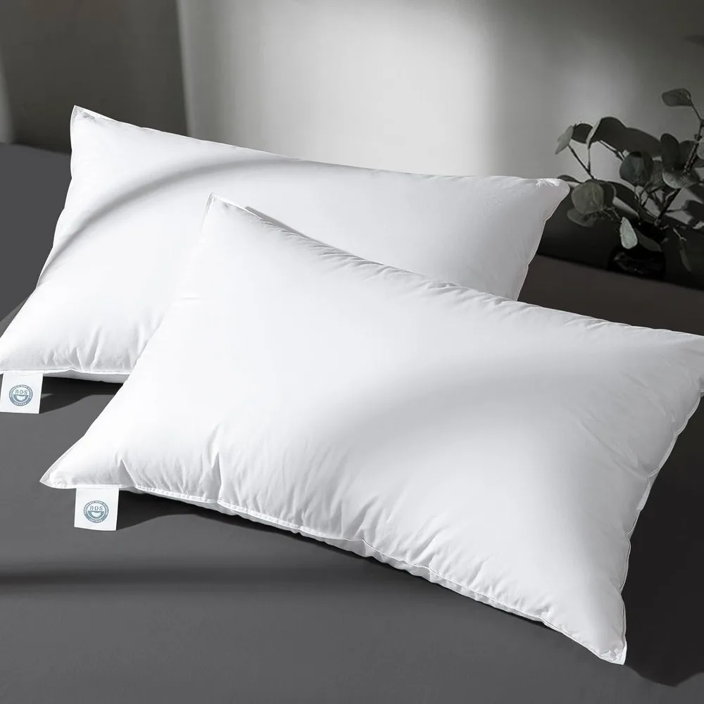 100% Canadian White Down Pillow - Luxury Sleeping Pillow for Back, Stomach & Side Sleepers - 800 Fill Power Bed