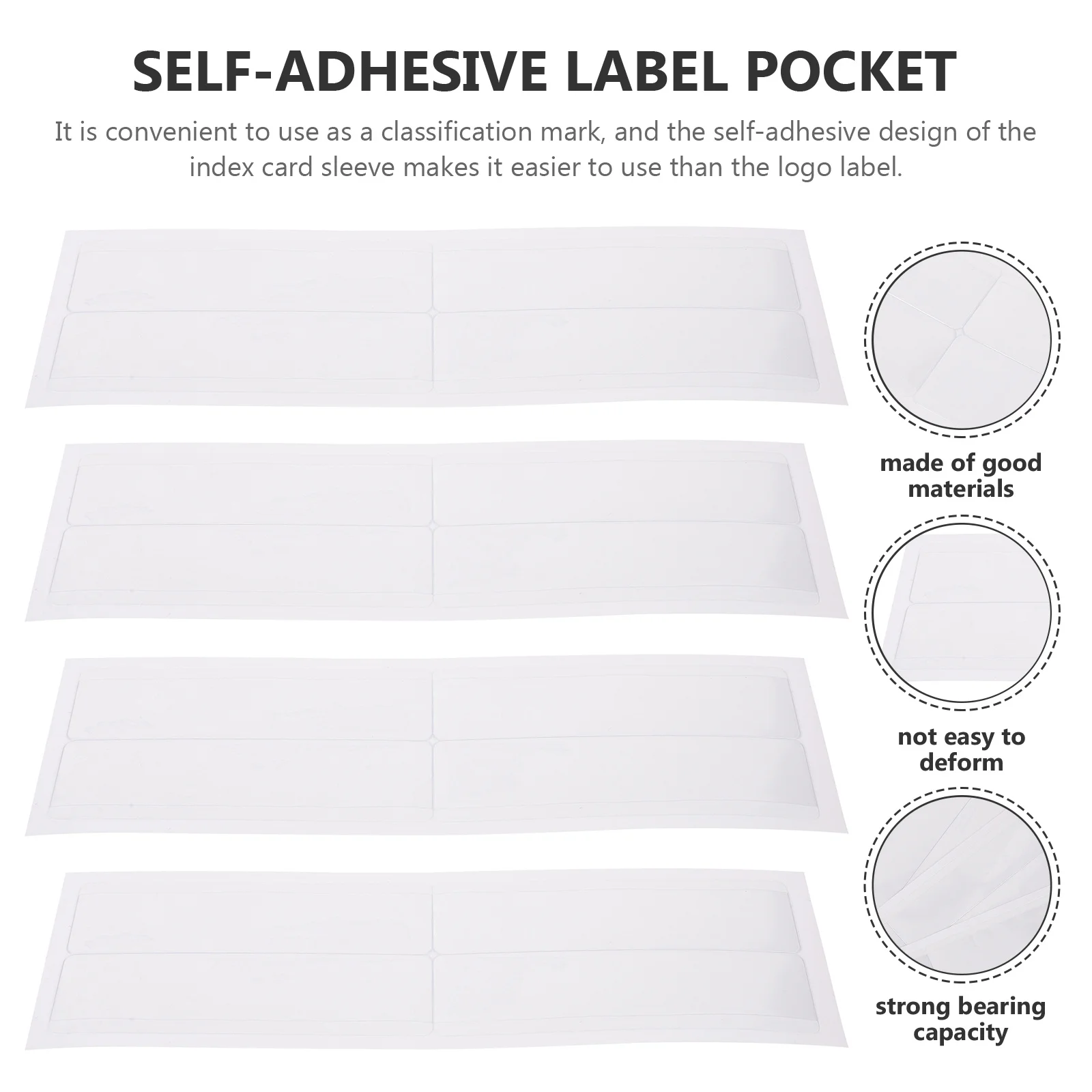 1 set 1 Set Of Back Adhesive Labels Clear Self-Adhesive Index Card Pockets For Label Organizer Warehouse Supplies Plastic Card