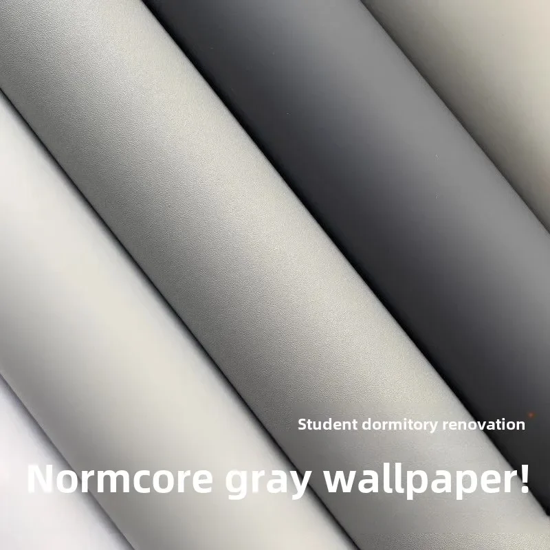 Matte Light Gray Living Room Decor College Student Dormitorio Thick Oil Proof Sticker Waterproof PVC Self Adhesive Wall Paper