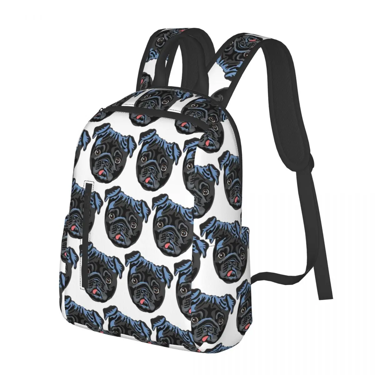 

Black Pug Student Backpack School Bag Hiking Travel Daypack for Boys Girls Bookbag Shoulder Bags