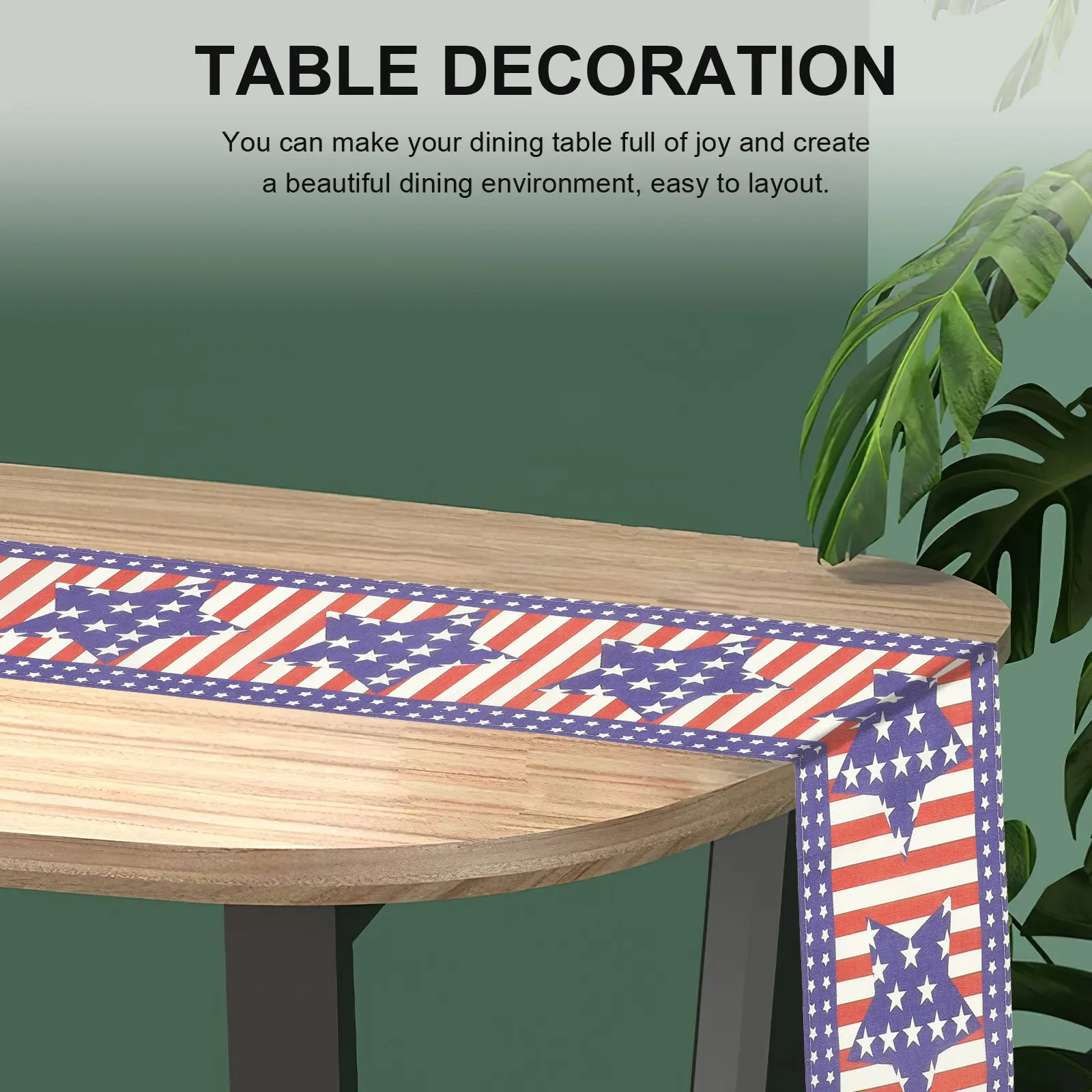 Independence Day Table Runner Patriotic Star Stripes Decorative Dining Room Restaurant Hotel Memorial Day Long Table Cover