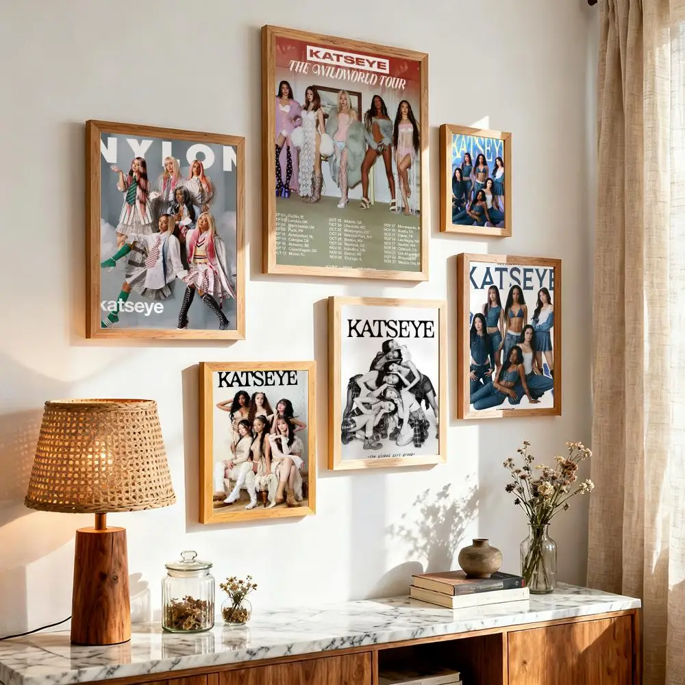 Famous Team Kpop K-KATSEYE Poster Modern Minimalist Wall Art Prints for Bedroom Living Room Aesthetic Contemporary Decor Gift - view 2
