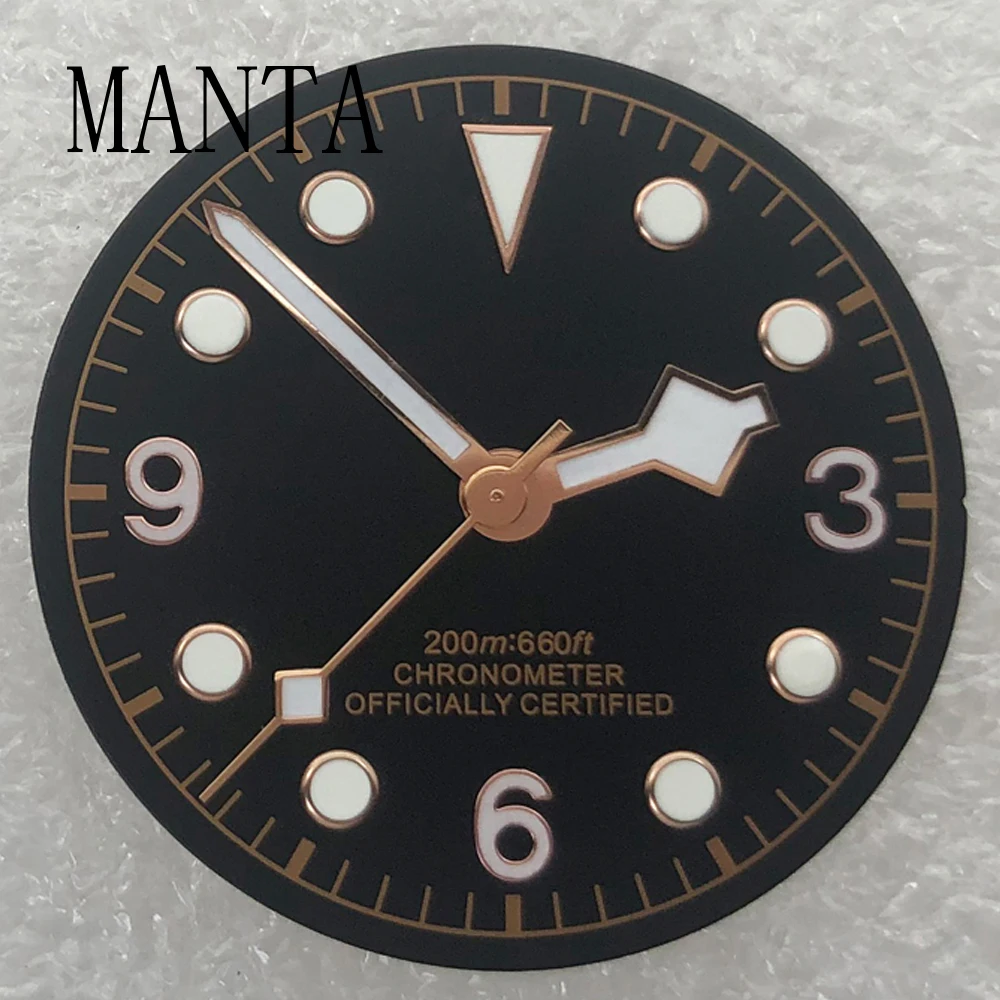 Циферблат MANTA 30,5 мм + стрелки, светящиеся, подходят для механизма NH35/NH36 Miyota8205/8215/821A ETA2824/2836 Mingzhu2813/3804