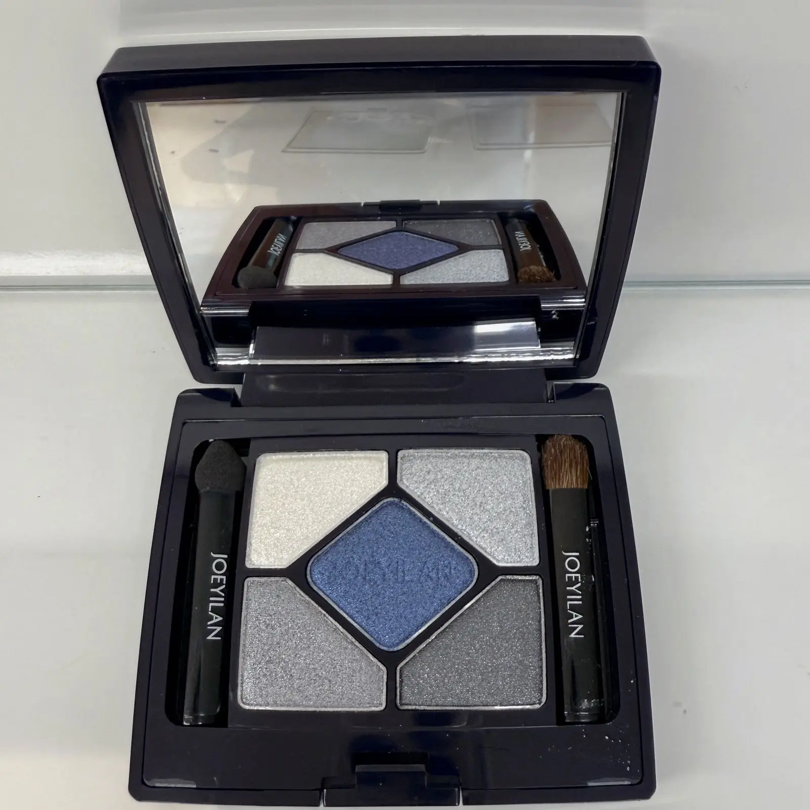 Paleta de sombras azuis com glitter, 5 cores, fosco, pérola, brilhante, coreano, acrílico, esfumaçado, maquiagem de longa duração, cosméticos