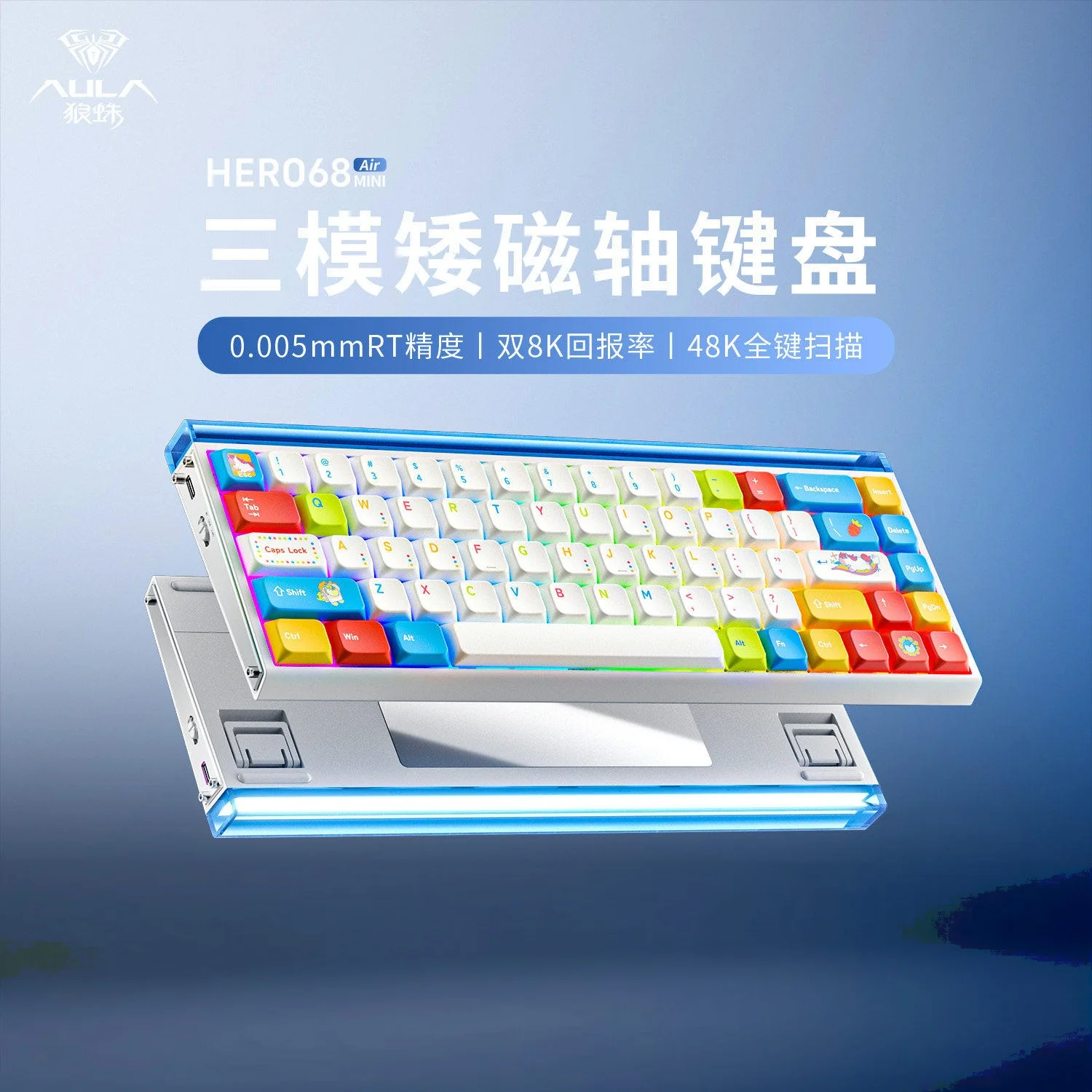 AULA ⁠hero 68mini air Magnetic Switch Mechanical Keyboard 8K Wireless Gaming Keypad Tri Mode RGB for FPS Valorant Gamer⁠