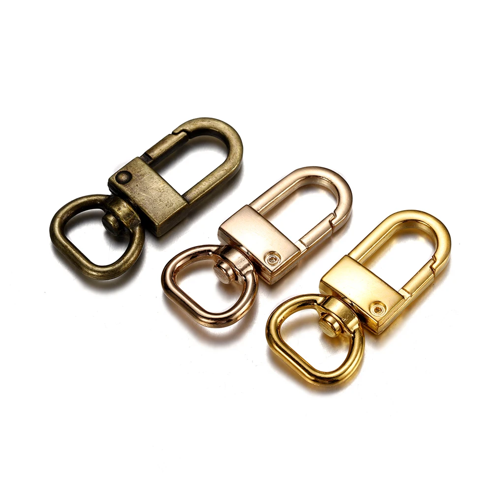 4Pcs Swivel Clasps D Rings Alloy Metal Lanyard Snap Hooks Clip Hook for Keychain Bag Key Rings Jewelry Making Crafting Supplies