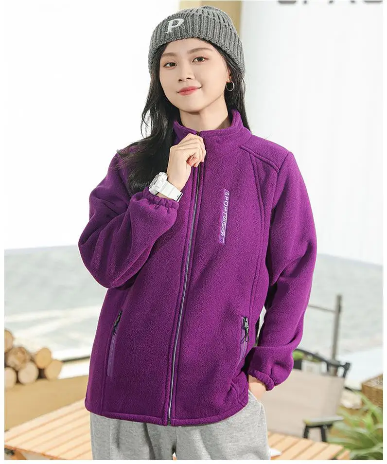 Y2k Green Clothes Autumn Winter Jacket Thicken Thin Sweatshirt Women Coat Coral Fleece-lined Zipper Casual Warm Windproof Cold