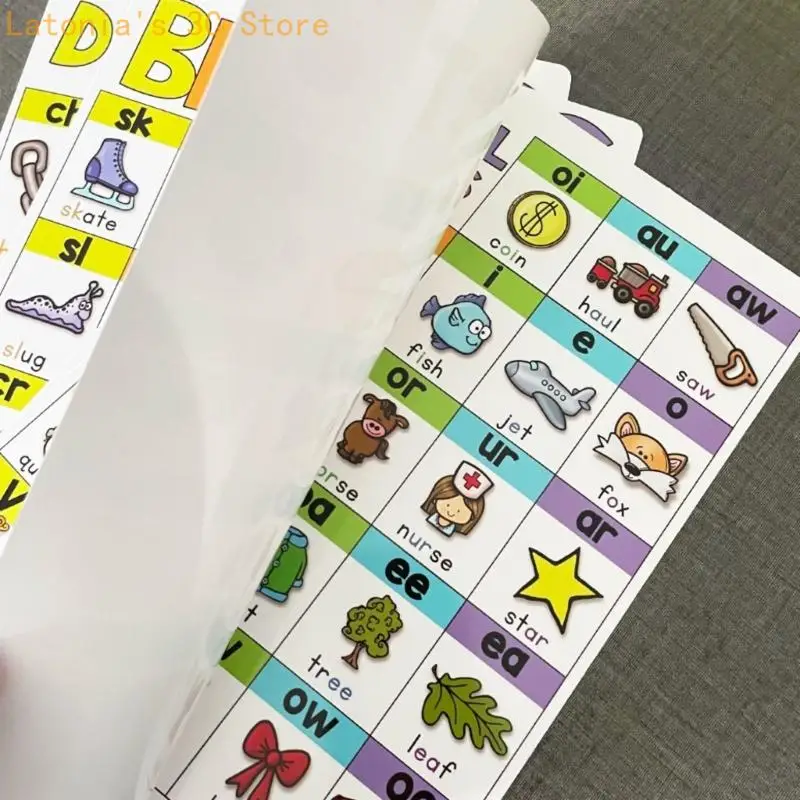 English Phonics Teaching Chart Illustrated Vowel And Consonant Letter Root Charts For Preschooler Students Learning X3UB
