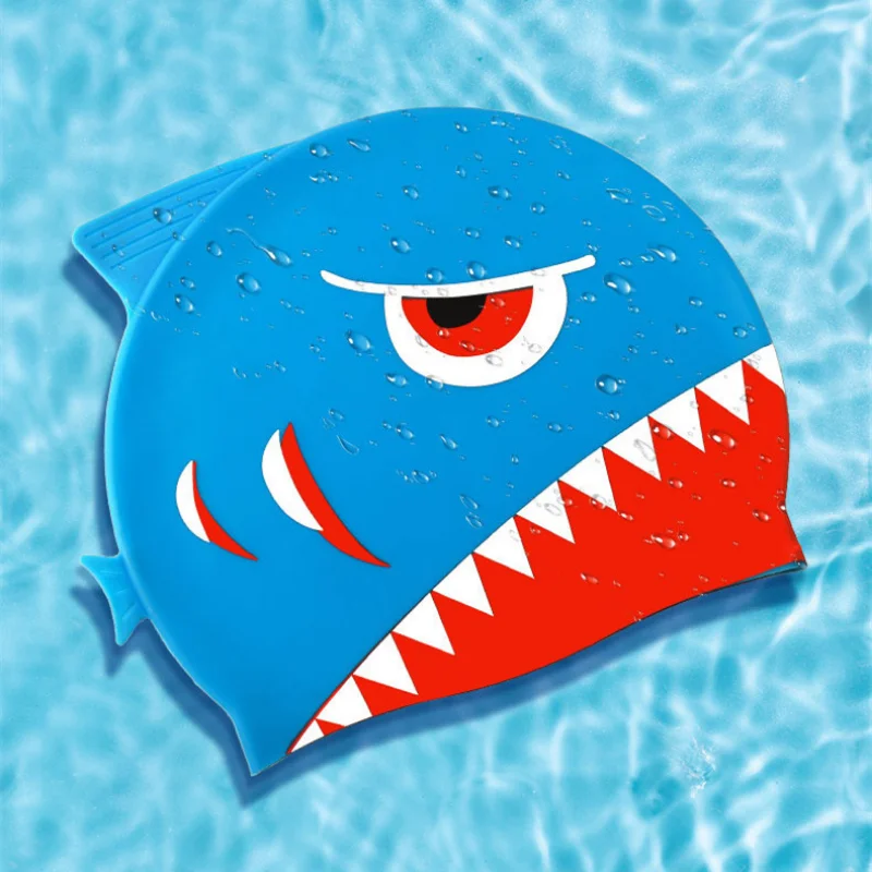 Cute Cartoon Dinosaur Kids cuffie da nuoto ragazzi ragazze cuffia da nuoto morbida in Silicone ad alta elasticità impermeabile per bambini