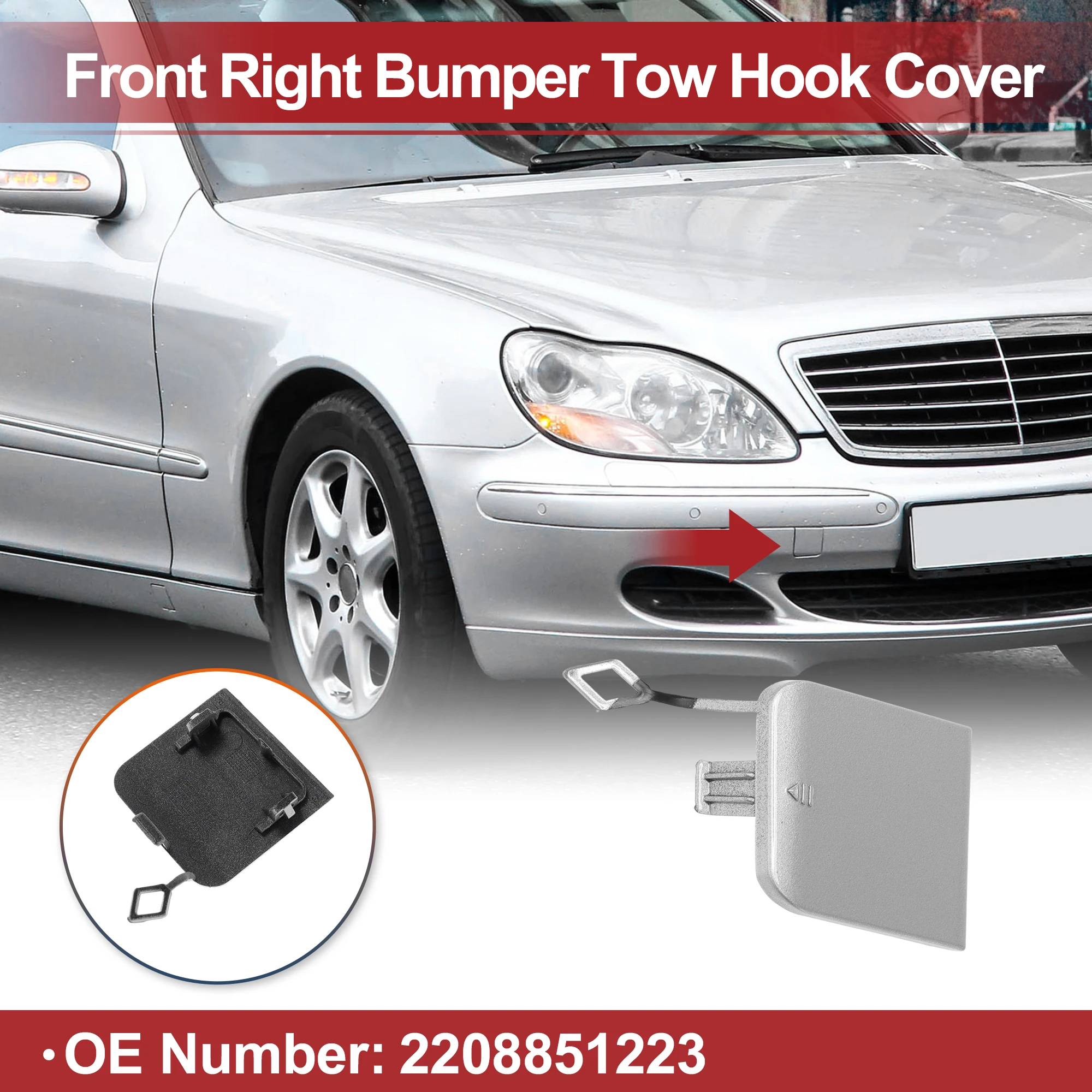 

Крышка фаркопа UXCELL для MercedesBenz S-Class W220 No 2208851223, серебристый тон