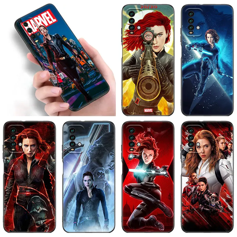 Marvel Black Widow Black Phone Case For funda Xiaomi Redmi Note 12 11 11S 11T 10 10T 5G 10S 9S 9 8T Pro 11A A1 Plus Cover