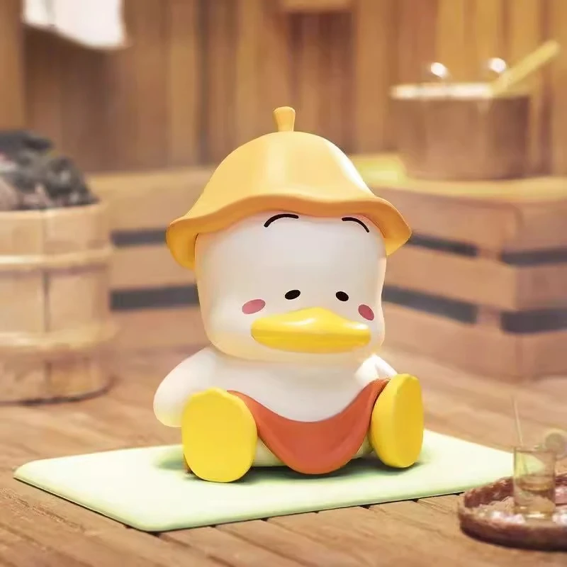 Sanrio characters enjoying a sauna: Pachi Dog Cinnamon Dog Ugly Fish, Pudding Dog, Cool Penguin, Big Eye Frog blind box figurine