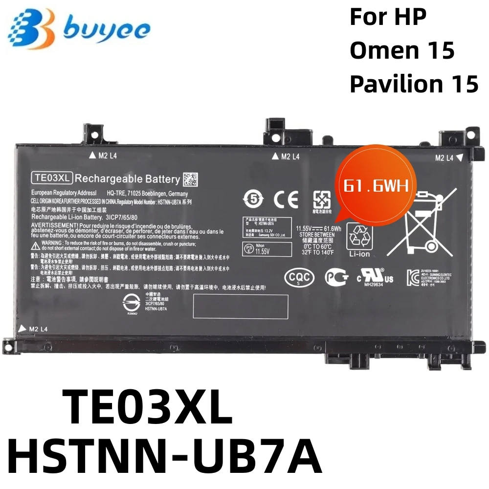 

11.55V 61.6WH TE03XL HSTNN-UB7A NEW Original Laptop Battery For HP Omen 15-AX001NS Pavilion 15-BC001TX BC014TX Series TPN-Q173