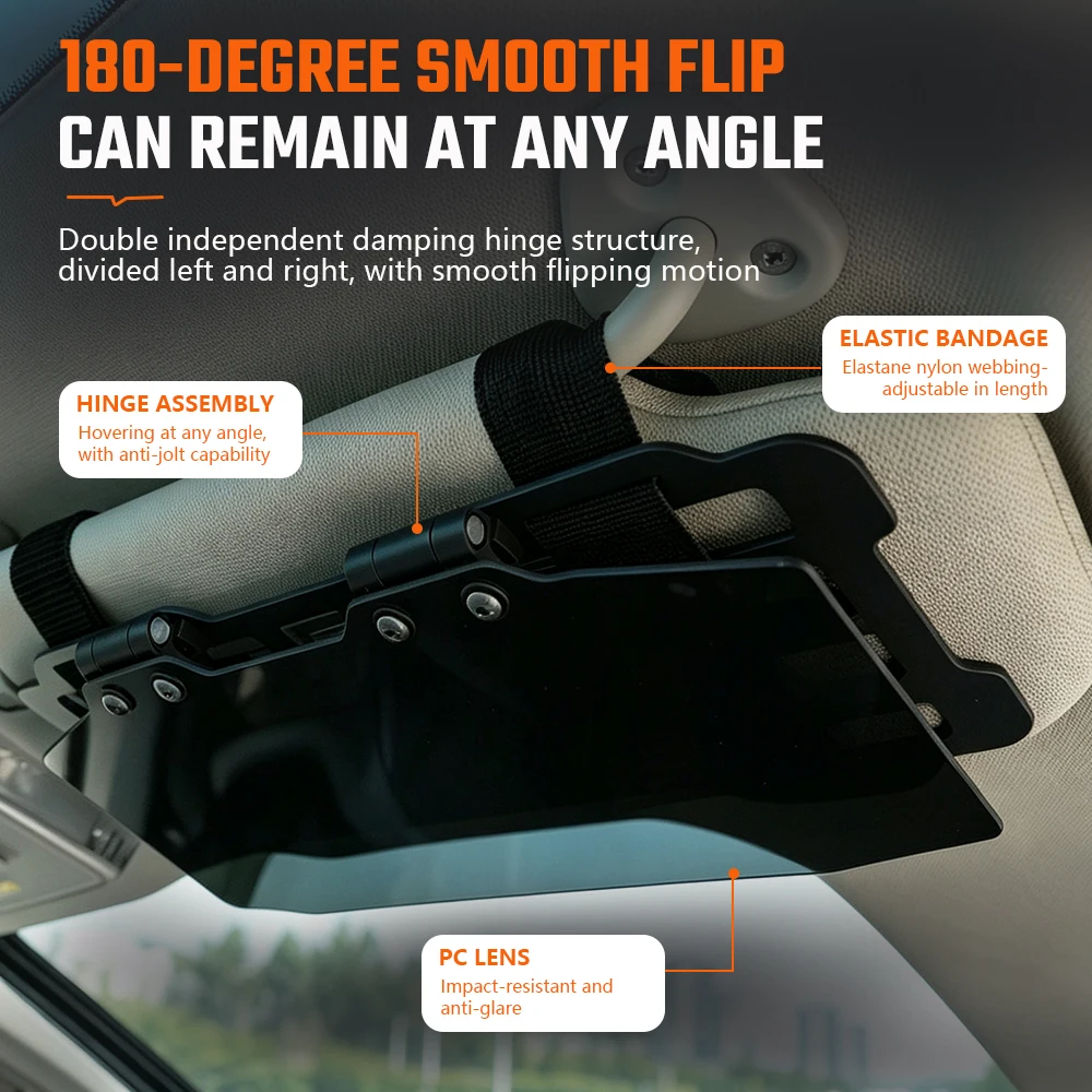 Universal Tactical MOLLE Folding Sun Visor Panel Webbing Strap Mount Car Interior Storage Sunshade Lens For Off‑road Vehicle