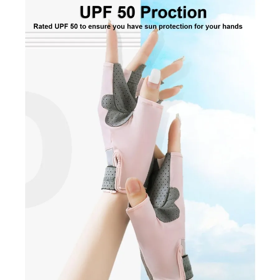 قفازات حماية من الأشعة فوق البنفسجية للنساء والرجال بدون أصابع للقيادة والصيد والإبحار مع حماية من الأشعة فوق البنفسجية والشمس