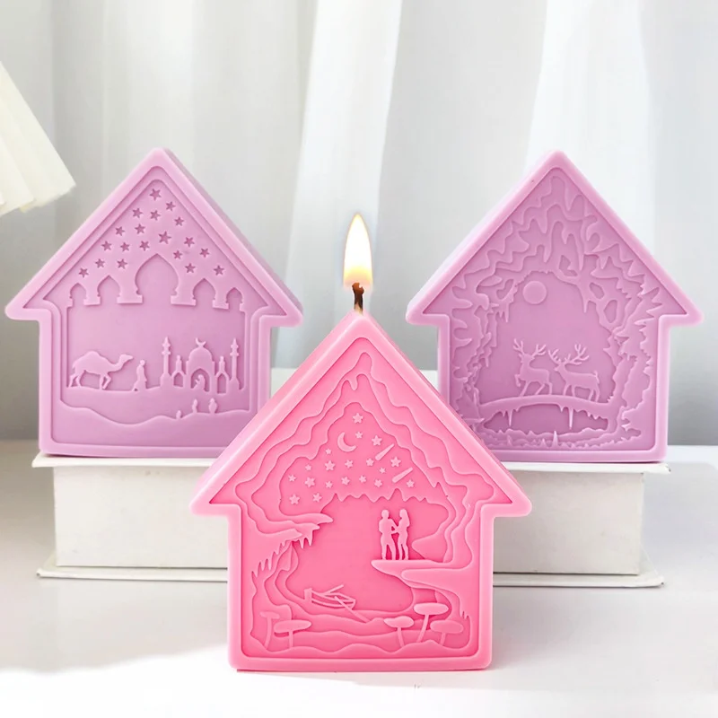 DIY Creative Mosque Candle Mold New Arab Elements Desert Camel Relief Soap Aromatherapy Cream Mold Chocolate Bread Baking Tool